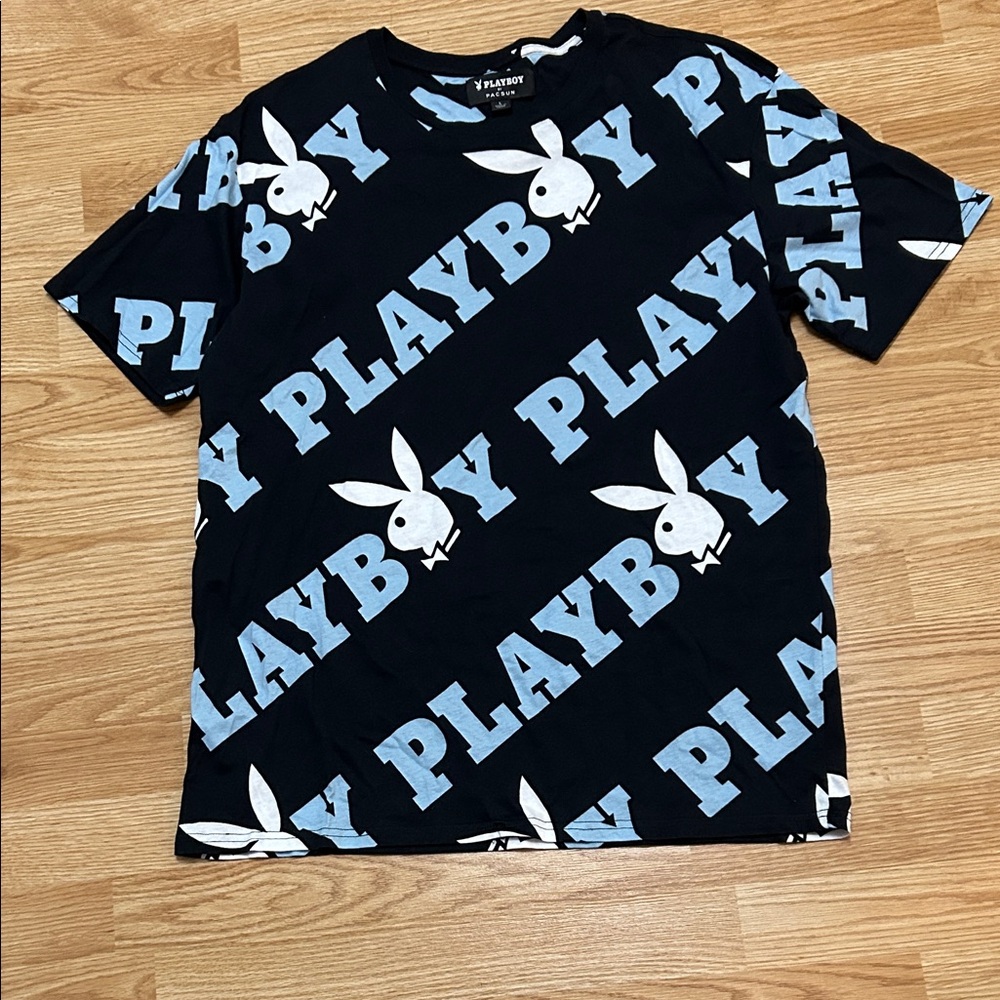 PLAYBOY Navy and White Logo Tee